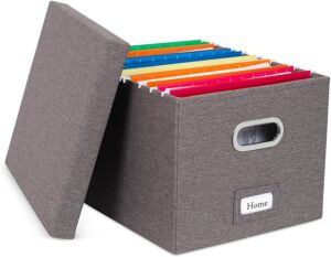 Attractive Grey Linen Covered Letter Sized File Box