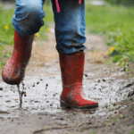 Happy Red Rain Boots - Jumping in Mud Puddles