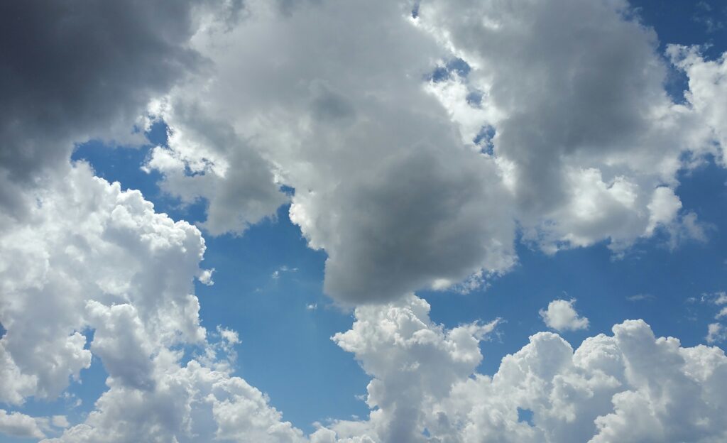 White Fluffy Clouds in Blue Sky - Store Up Treasures in Heaven - Prayer