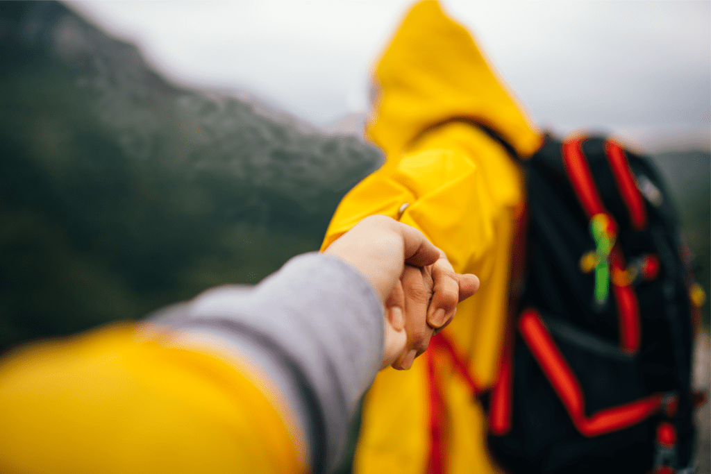 Follow Me - Take My Hand - Hikers in Yellow Raincoats - Join God Where He is Already Working